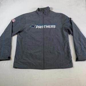 Carolina Panthers Jacket Mens Medium Gray Full Zip On Field NFL Reebok‎ Adult